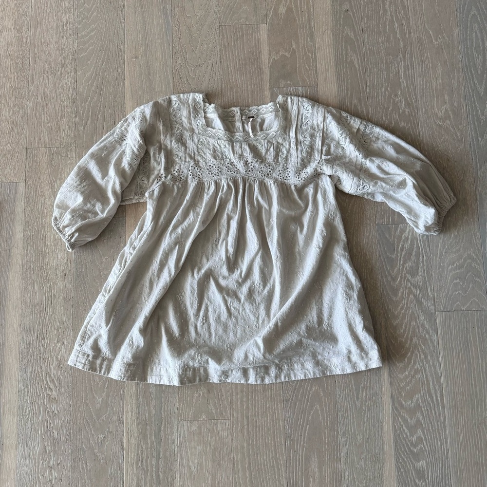 Free People Cream Lace-Trim Mini Dress